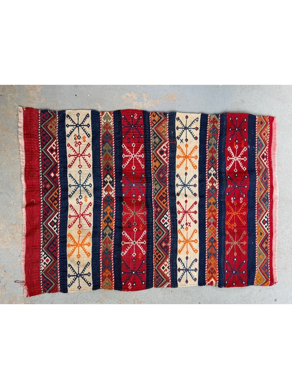 Vintage Handmade Turkish Kilim Rug Kirsehir Anatolia Wool